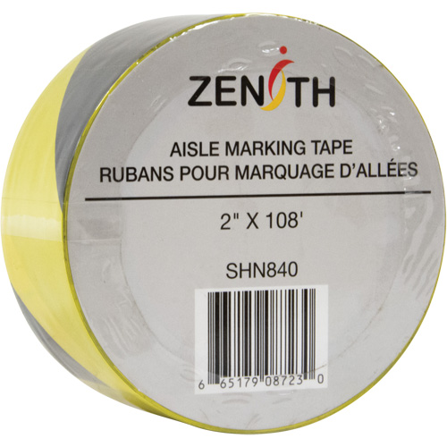 Ruban pour marquage d'all&eacute;es, 2" x 108', PVC, Noir et jaune Pronet Distribution
