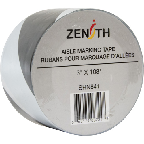 Ruban pour marquage d'all&eacute;es, 3" x 108', PVC, Noir et blanc Pronet Distribution