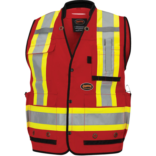 6678 High-Visibility Antimicrobial Mesh-Back Surveyor Vest, Red, Small, Polyester Pronet Distribution