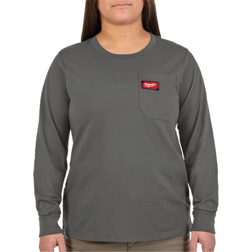 GRIDIRON Long Sleeve Pocket T-Shirt, Women's, X-Small, Grey Pronet Distribution