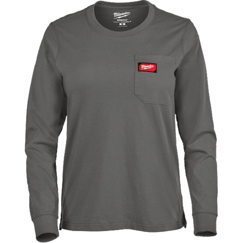 GRIDIRON Long Sleeve Pocket T-Shirt, Women's, X-Small, Grey Pronet Distribution