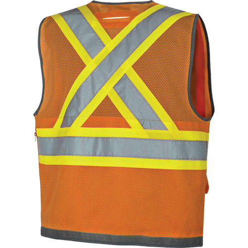 Veste de s&eacute;curit&eacute; pour arpenteur Pioneer avec fermeture &agrave; glissi&egrave;re et dos en maille, Orange haute visibilit&eacute;, Petit, Polyester Pronet Distribution