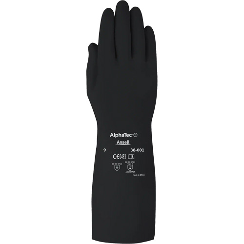 Gants d,usage moyen r&eacute;sistants aux produits chimiques AlphaTec 38001PP, Taille 7, 14" lo, Caoutchouc butyle, 14 mils Pronet Distribution