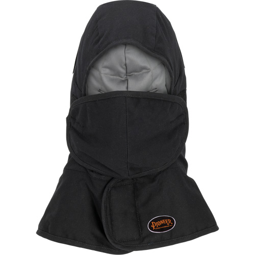 Pioneer 765A Flame-Resistant Quilted Hard Hat Liner with Long Neck & Detachable Mouthpiece, Black/Grey, Cotton/FR-Tech&reg;/Modacrylic/Nylon Pronet Distribution