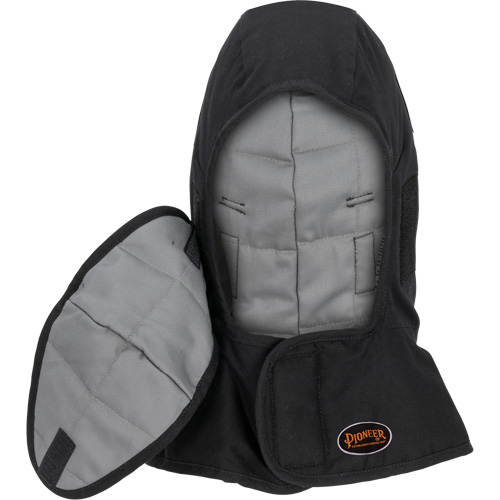 Pioneer 765A Flame-Resistant Quilted Hard Hat Liner with Long Neck & Detachable Mouthpiece, Black/Grey, Cotton/FR-Tech&reg;/Modacrylic/Nylon Pronet Distribution