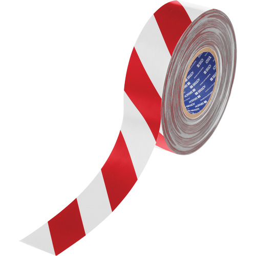 Ruban de marquage pour plancher ToughStripe Max, 2" x 100', Polyester, Rouge et blanc Pronet Distribution