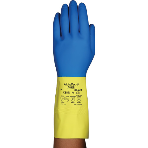 Gants r&eacute;sistants aux produits chimiques AlphaTec 87-224, Taille 10, 12,8" lo, N&eacute;opr&egrave;ne/Latex de caoutchouc, Doublure en Coton/Ouat&eacute;e, 26,8 mils Pronet Distribution