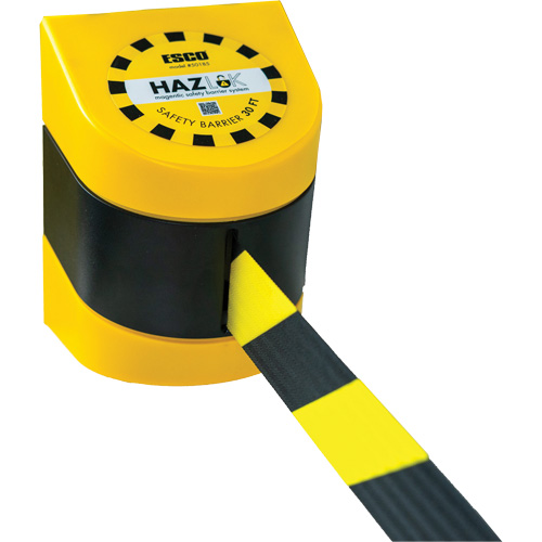 Syst&egrave;me de barri&egrave;re de s&eacute;curit&eacute; HAZLOK, Plastique, Fixation magn&eacute;tique, 30', Ruban Noir et jaune Pronet Distribution
