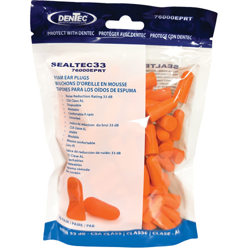 SEALTEC33 Orange Disposable Foam Earplugs, Bulk - Polybag Pronet Distribution