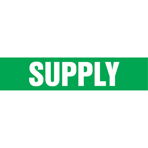 "Supply" Pipe Markers, Self-Adhesive, 4" H x 24" W, White on Green Pronet Distribution