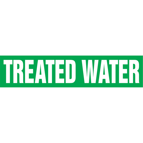"Treated Water" Pipe Markers, Self-Adhesive, 2-1/2" H x 12" W, White on Green Pronet Distribution