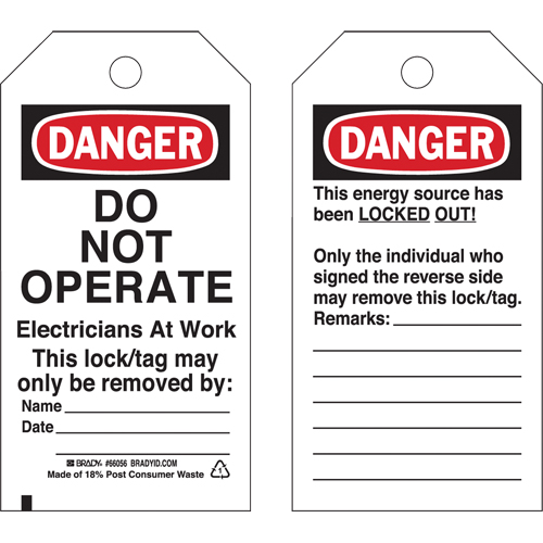 Lockout Tags, Plastic, 3" W x 5-3/4" H, English Pronet Distribution
