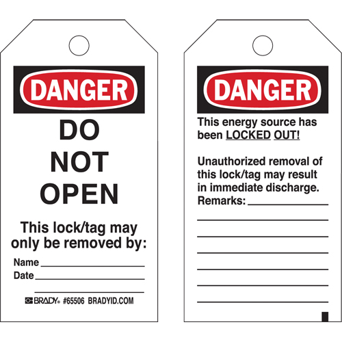 Lockout Tags, Cardstock, 3" W x 5-3/4" H, English Pronet Distribution