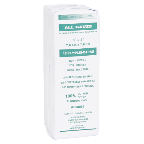 &eacute;ponges de gaze, Tampon, 3" lo x 3" la, Dispositif m&eacute;dical Classe 1 Pronet Distribution