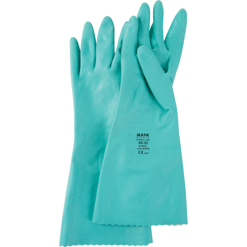 StanSolv&reg; Embossed Z-Pattern Grip Gloves, Size Small/7, 14" L, Nitrile, Interlock Inner Lining, 11-mil Pronet Distribution