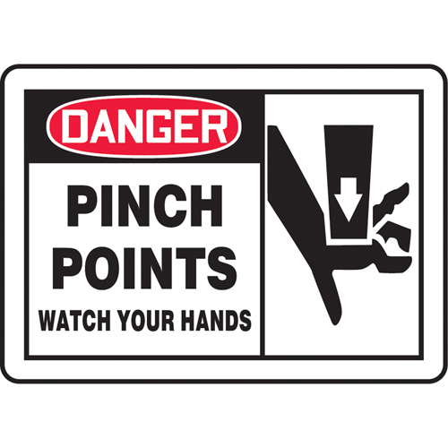 Enseigne  Pinch Points , 7" x 10", Plastique, Anglais avec pictogramme Pronet Distribution