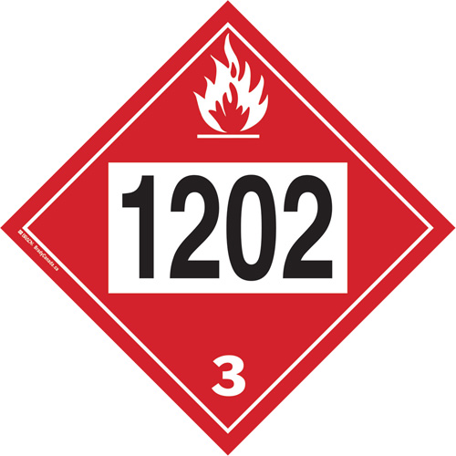1202 Fuel Oil Flammable Liquid TDG Placard, Plastic Pronet Distribution