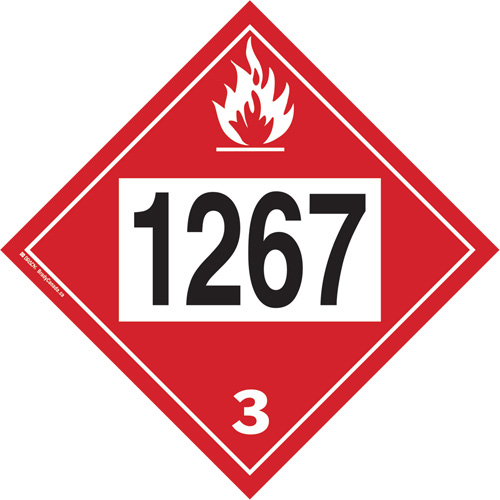 1267 Petroleum Crude Oil Flammable Liquid TDG Placard, Adhesive Vinyl Pronet Distribution