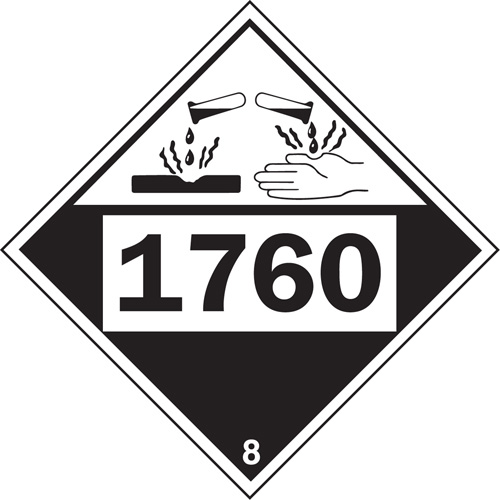 1760 Aluminum Phosphate Corrosive Materials TDG Placard, Plastic Pronet Distribution