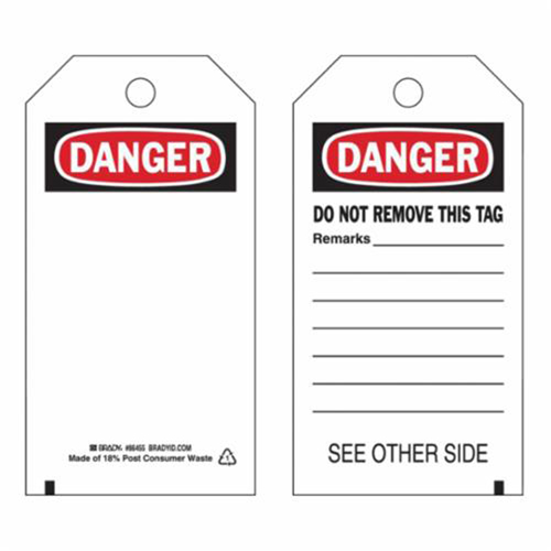 Self-Laminating Safety Tags, Polyester, 3" W x 5-3/4" H, English Pronet Distribution