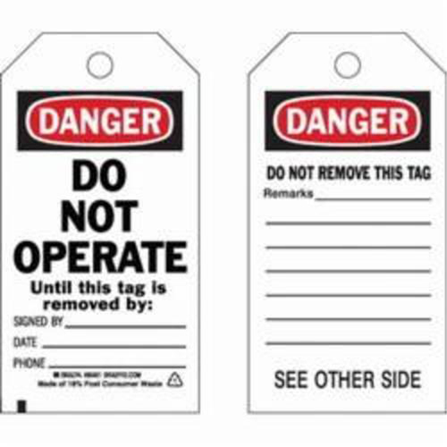 Self-Laminating Safety Tags, Polyester, 3" W x 5-3/4" H, English Pronet Distribution