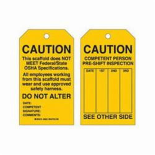 Scaffold Safety Tags, Polyester, 4" W x 7" H, English Pronet Distribution
