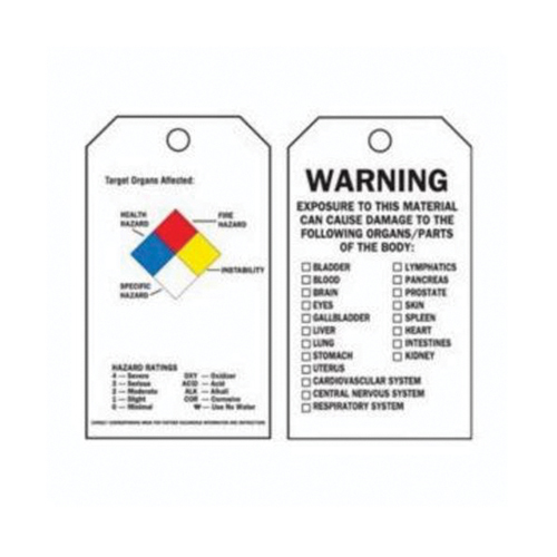Right-To-Know Tags, Polyester, 3" W x 5-3/4" H, English Pronet Distribution