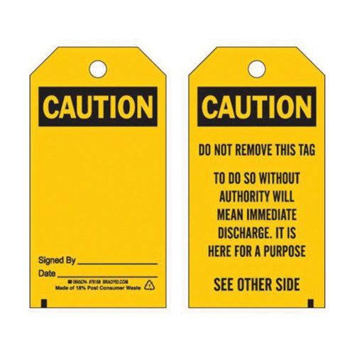 Accident Prevention Tags, Polyester, 3" W x 5-3/4" H, English Pronet Distribution