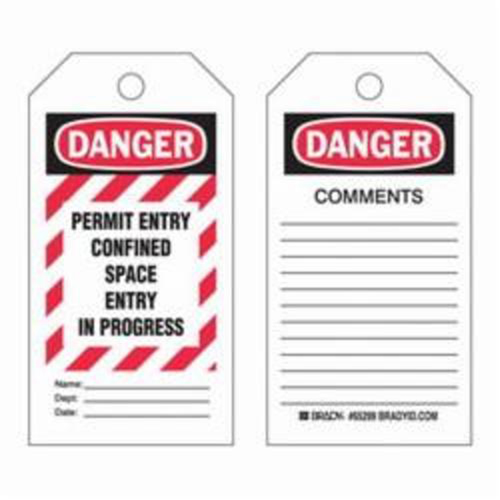 "Confined Space" Tags, Polyester, 3" W x 5-3/4" H, English Pronet Distribution