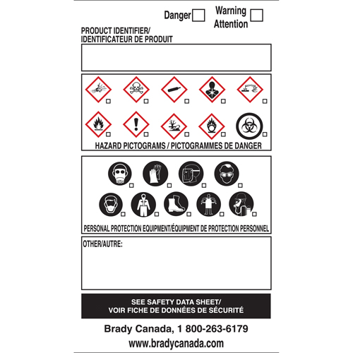 OTS WHMIS Labels, Vinyl, Sheet, 5" L x 5" W Pronet Distribution