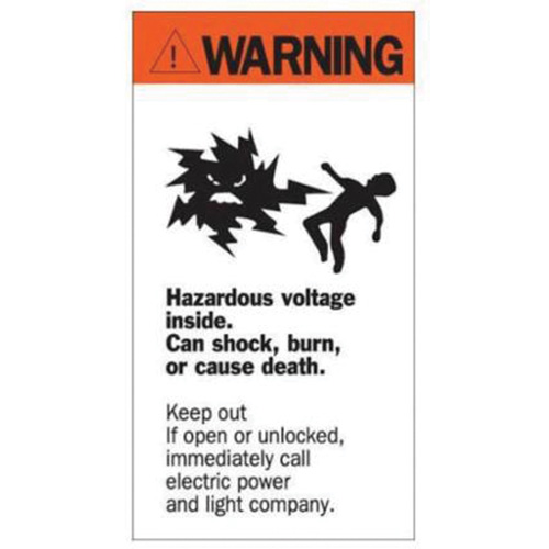 "Warning Hazardous Voltage" Sign, 8" x 4-1/2", Acrylic, English with Pictogram Pronet Distribution