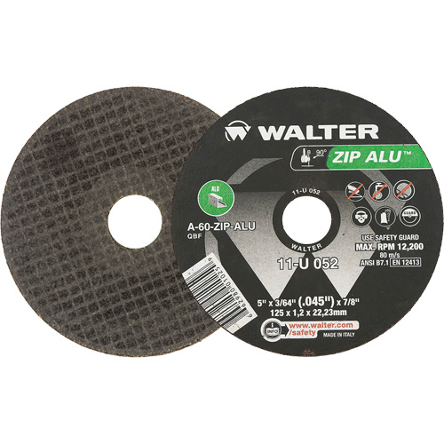 Zip Alu Cut-Off Wheel, 5" x 3/64", 7/8" Arbor, Type 1, Aluminum Oxide, 12200 RPM Pronet Distribution