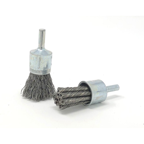 Brosse mont&eacute;e &agrave; fils ondul&eacute;s, 3/4" dia., dia. Des fils 0,014", Tige 1/4" Pronet Distribution