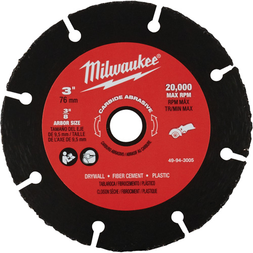 Lame abrasive au carbure, 3" x Arbre de 3/8", Carbure de silicium, 20 000 Tr/min Pronet Distribution