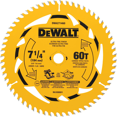 Lame de scie circulaire, 7-1/4", 60 dents, Pour Bois Pronet Distribution
