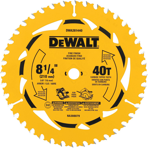 Lame de scie circulaire pour la coupe transversale, 8-1/4", 40 dents, Pour Bois Pronet Distribution