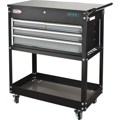 Utility Cart, 4 Drawers, 18" L x 33" W x 39" H, Black Pronet Distribution