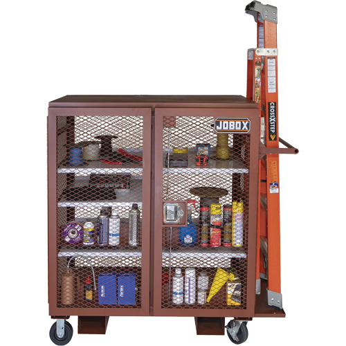 Armoire mobile en treillis, Acier, 37 pi³, Rouge Pronet Distribution