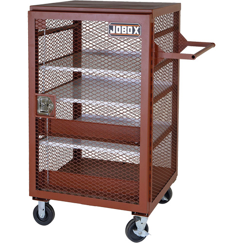 Mobile Mesh Cabinet, Steel, 22 Cubic Feet, Red Pronet Distribution