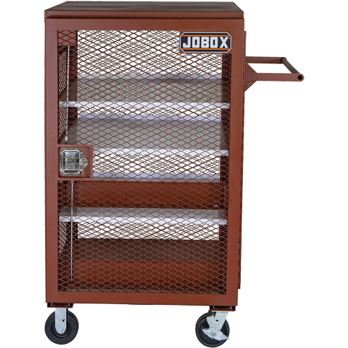 Mobile Mesh Cabinet, Steel, 22 Cubic Feet, Red Pronet Distribution