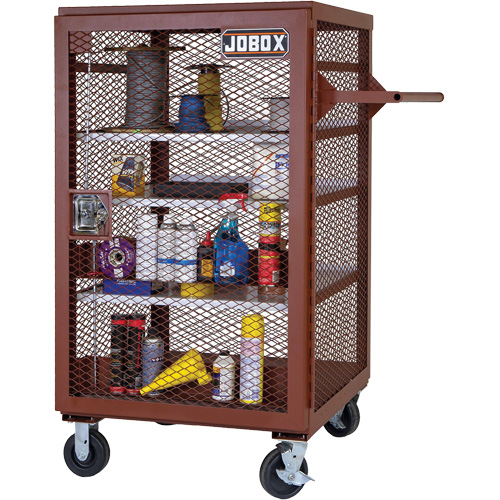 Mobile Mesh Cabinet, Steel, 22 Cubic Feet, Red Pronet Distribution