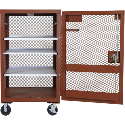 Mobile Mesh Cabinet, Steel, 22 Cubic Feet, Red Pronet Distribution