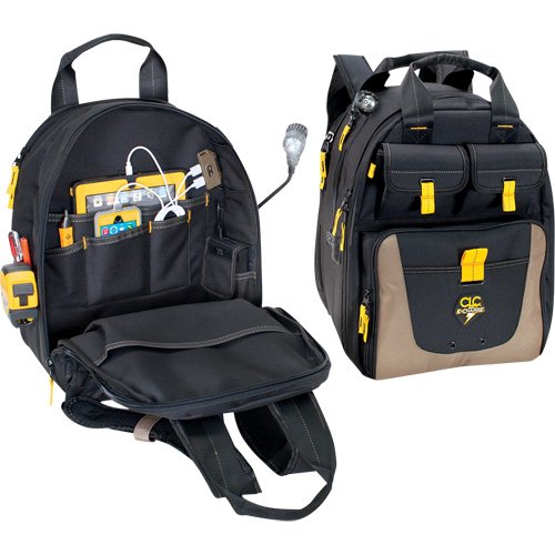 Sac &agrave; dos avec prises de recharge pour appareils &eacute;lectroniques, 15" lo x 10-1/2" la, Noir, Polyester Pronet Distribution