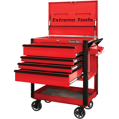 EX Deluxe Series Tool Cart, 4 Drawers, 22-7/8" L x 33" W x 44-1/4" H, Red Pronet Distribution