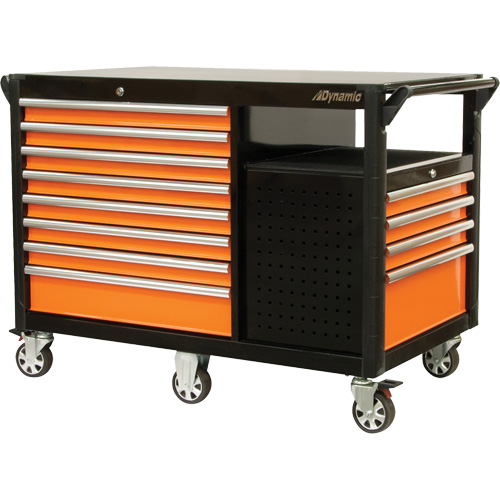 Chariot industriel, 12 tiroirs, 31-5/8" lo x 52-1/2" la x 40-1/4" h, Noir/Orange Pronet Distribution