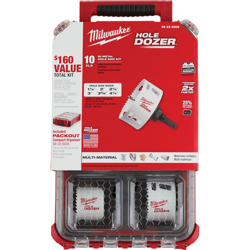 Trousse de scie cloche Packout Hole Dozer, 10 morceaux Pronet Distribution
