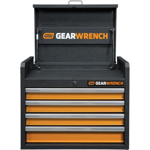 GSX Series Tool Chest, 26" W, 4 Drawers, Black/Orange Pronet Distribution