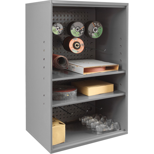 Armoire d'entreposage de produits abrasifs avec panneau perfor&eacute;, Acier, 19-7/8" x 14-1/4" x 32-3/4", Gris Pronet Distribution