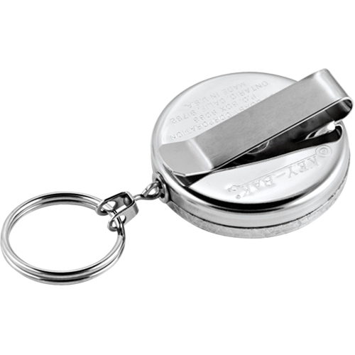 Porte-cl&eacute;s &agrave; d&eacute;vidoir The Original, Chrome, C&acirc;ble 24", Fixation Agrafe de ceinture Pronet Distribution