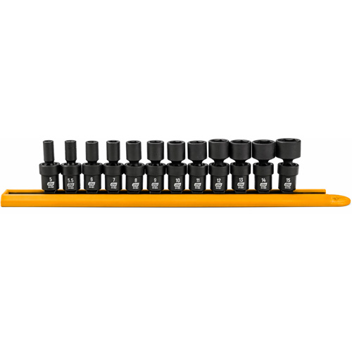 Jeu de 12 douilles m&eacute;triques flexibles universelles &agrave; chocs 1/4" &agrave; 6 pans Pronet Distribution